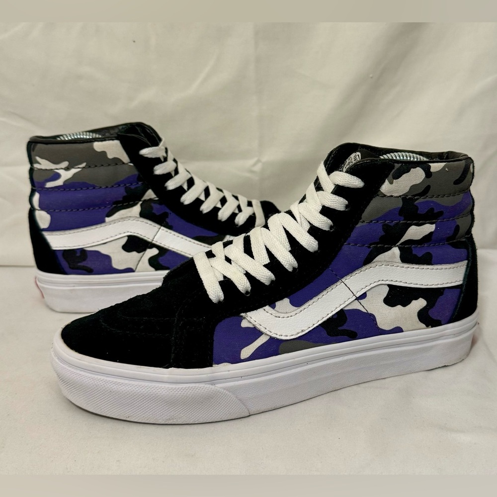 Vans SK8-Hi Top Reissue‎ Pop Camo Heliotrope Purple Black Men's 5.5 Women’s 7